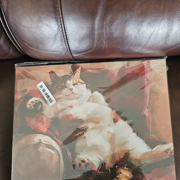 Set up two. Lounging Fat Cat Canvas Wall Art 11 inch X 15 inch - Picture 2 of 12